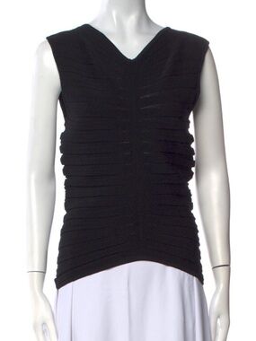 NWT Lapointe Black Sleeveless V-Neck Ruched Women's Top